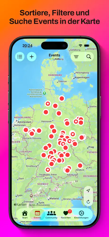Eventkarte in der OCR Germany App